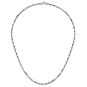 Rhodium-Plated Sterling Silver Box Chain – 3.2mm (24 Inch)