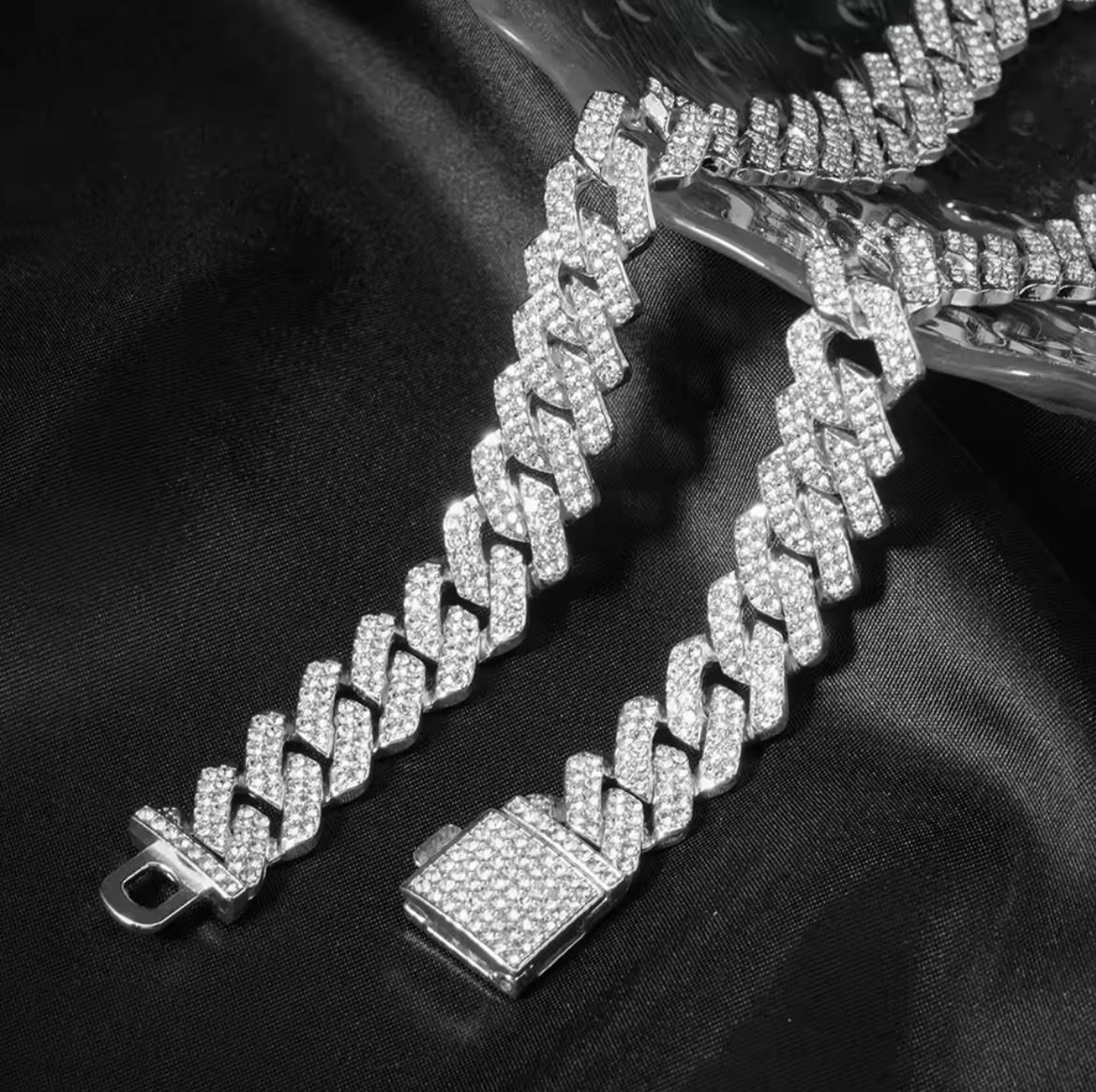 Iced Cuban Chain & Diamond Watch Set (Luxury Hip-Hop Jewelry Set) - Image 4
