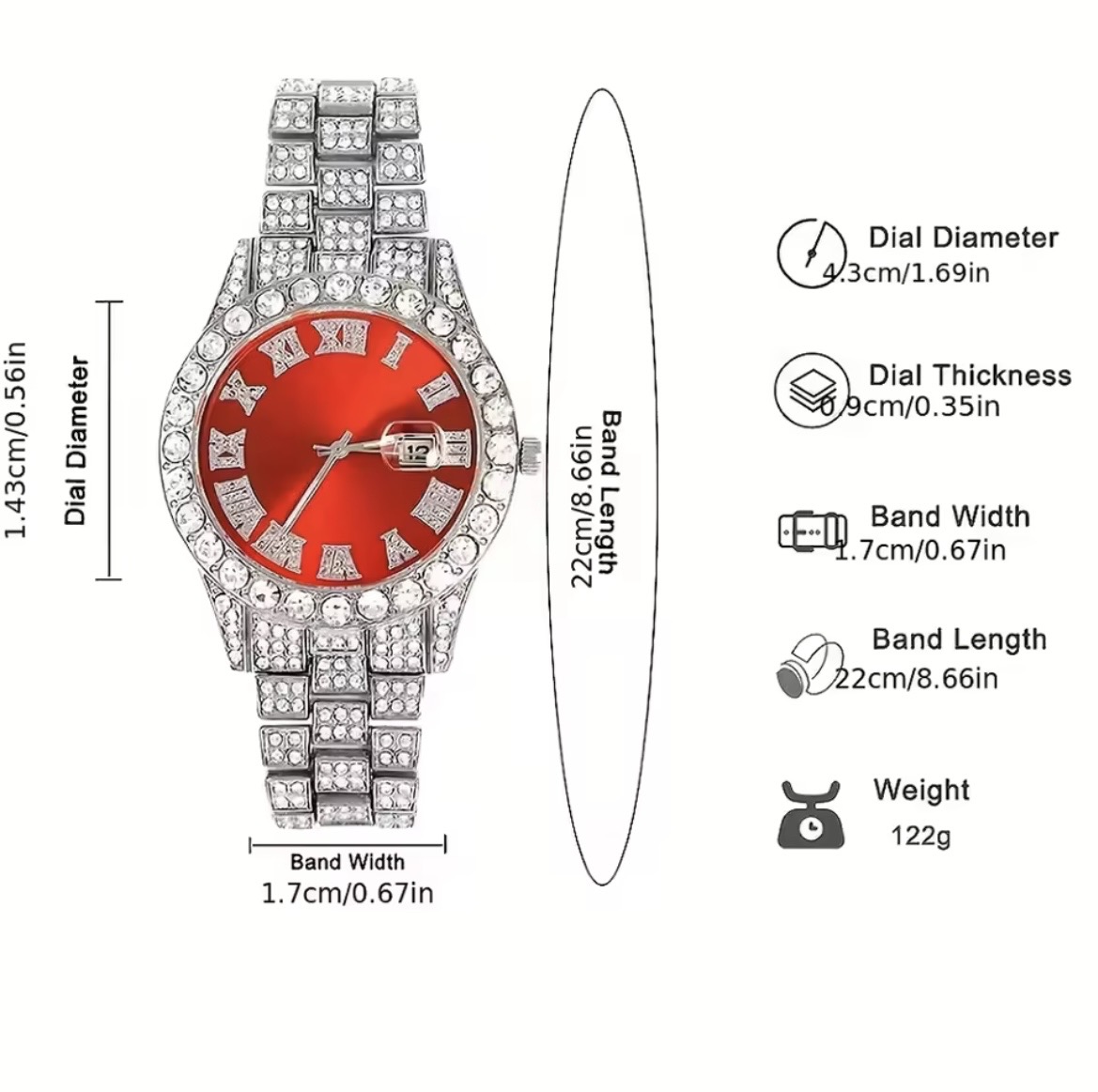 Iced Cuban Chain & Diamond Watch Set (Luxury Hip-Hop Jewelry Set) - Image 2