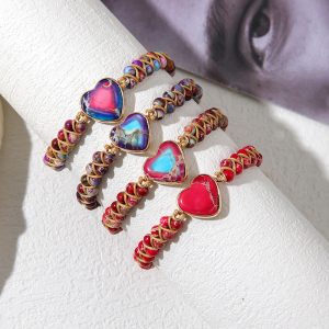 Valentines Day Heart-Shaped Double-Layer Braided Bracelet